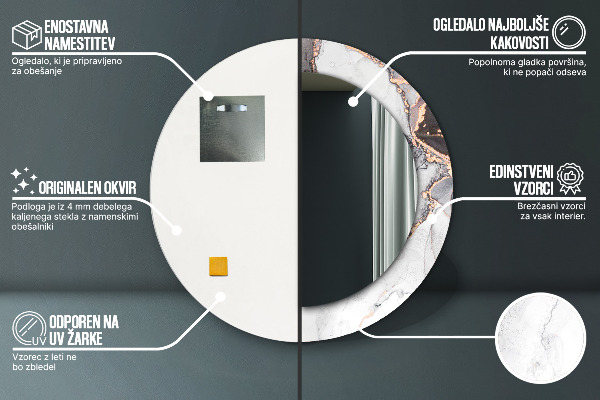 Kulaté zrcadlo rám s potiskem Abstraktní tekutina