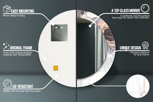 Kulaté zrcadlo rám s potiskem Abstraktní tekutina