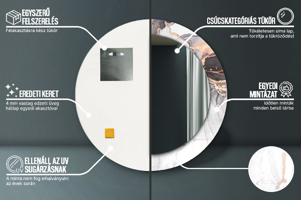 Kulaté zrcadlo rám s potiskem Abstraktní tekutina