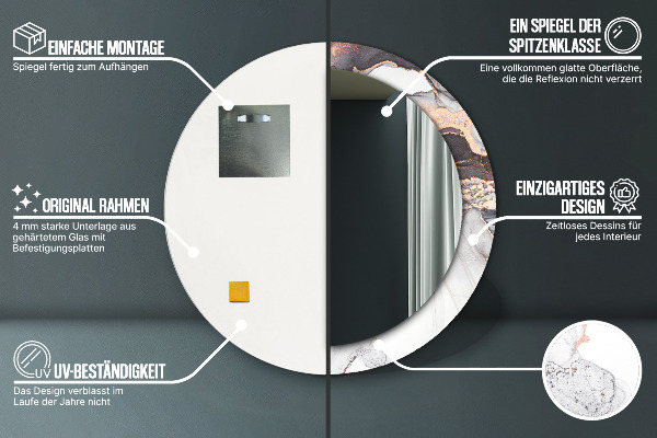 Kulaté zrcadlo rám s potiskem Abstraktní tekutina