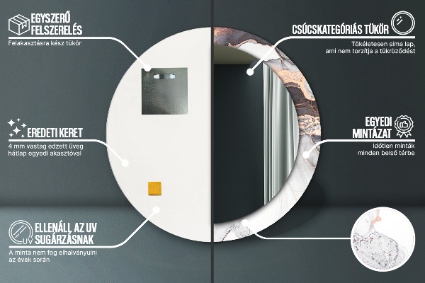 Kulaté zrcadlo rám s potiskem Abstraktní tekutina