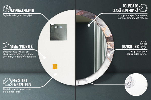 Kulaté zrcadlo rám s potiskem Abstraktní tekutina