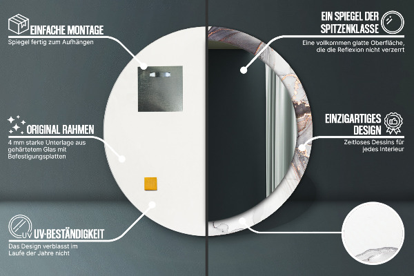 Kulaté zrcadlo rám s potiskem Abstraktní tekutina