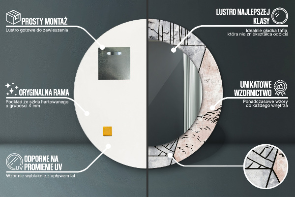 Kulaté zrcadlo rám s potiskem Abstry zvířata