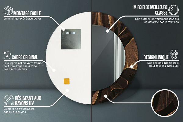 Kulaté zrcadlo rám s potiskem Hnědé banánové listy