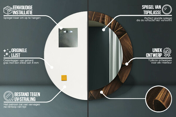 Kulaté zrcadlo rám s potiskem Hnědé banánové listy