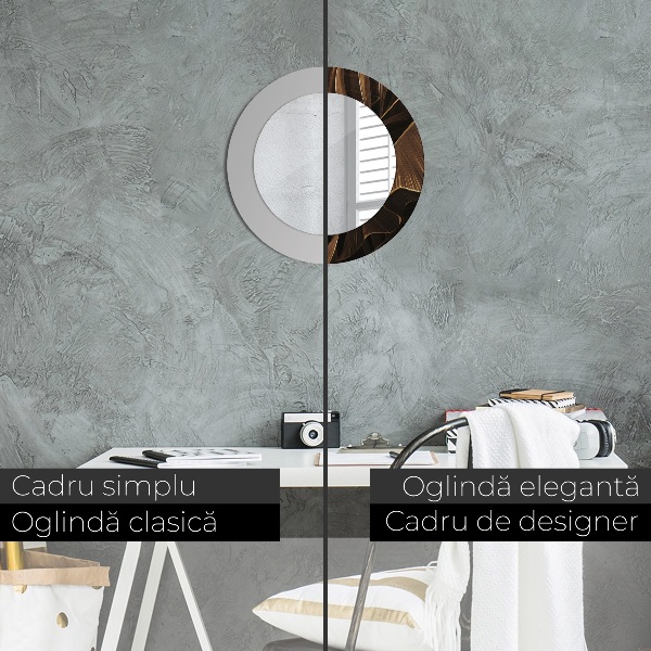 Kulaté zrcadlo rám s potiskem Hnědé banánové listy