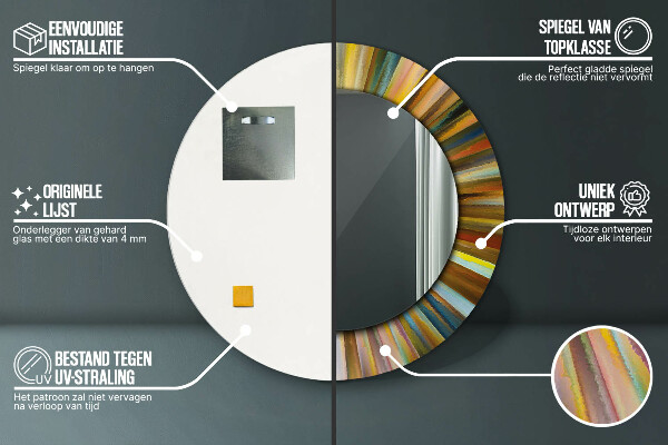 Kulaté zrcadlo rám s potiskem Abstraktní radiální vzor