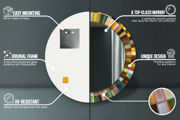 Kulaté zrcadlo rám s potiskem Abstraktní radiální vzor
