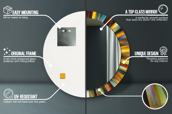 Kulaté zrcadlo rám s potiskem Abstraktní radiální vzor