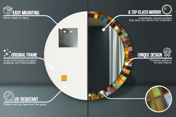 Kulaté zrcadlo rám s potiskem Abstraktní radiální vzor