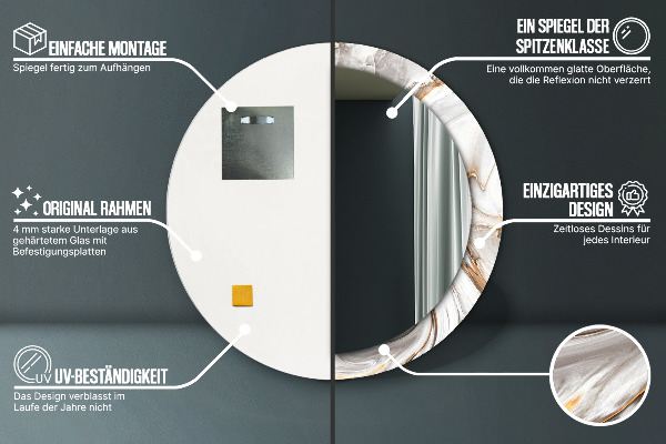 Kulaté zrcadlo rám s potiskem Jasný mramor