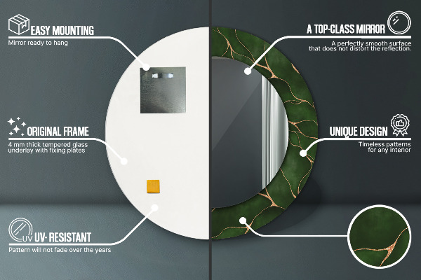 Kulaté dekorační zrcadlo na zeď Abstraktní list