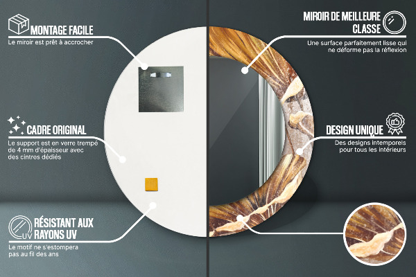 Kulaté dekorační zrcadlo na zeď Zlaté listy