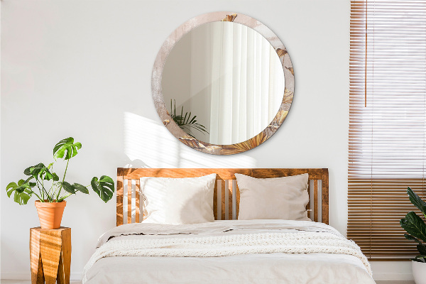 Kulaté dekorační zrcadlo na zeď Zlaté listy