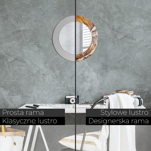 Kulaté dekorační zrcadlo na zeď Zlaté listy