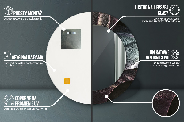 Kulaté dekorační zrcadlo na zeď Tmavé tropické listy