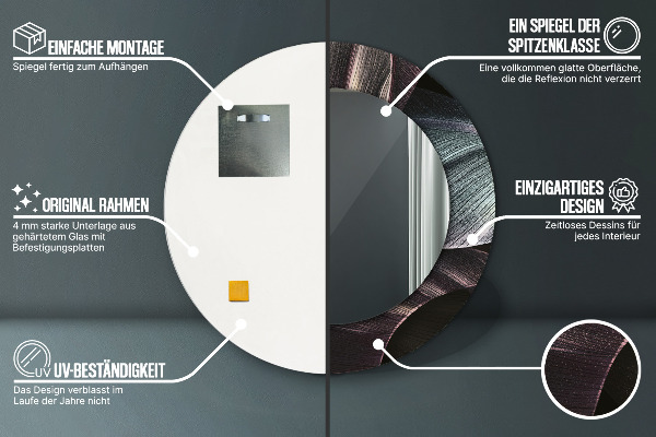 Kulaté dekorační zrcadlo na zeď Tmavé tropické listy