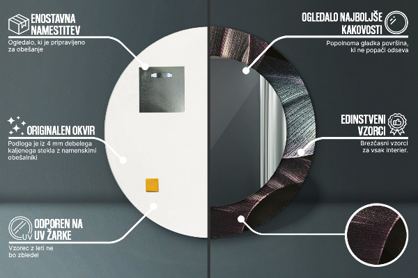 Kulaté dekorační zrcadlo na zeď Tmavé tropické listy