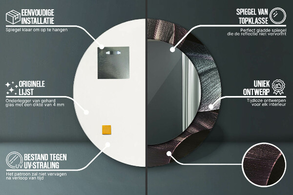 Kulaté dekorační zrcadlo na zeď Tmavé tropické listy