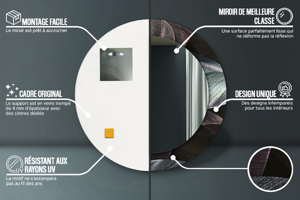 Kulaté dekorační zrcadlo na zeď Tmavé tropické listy