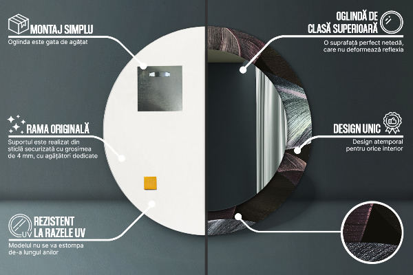 Kulaté dekorační zrcadlo na zeď Tmavé tropické listy