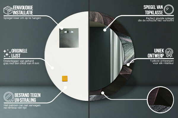 Kulaté dekorační zrcadlo na zeď Tmavé tropické listy