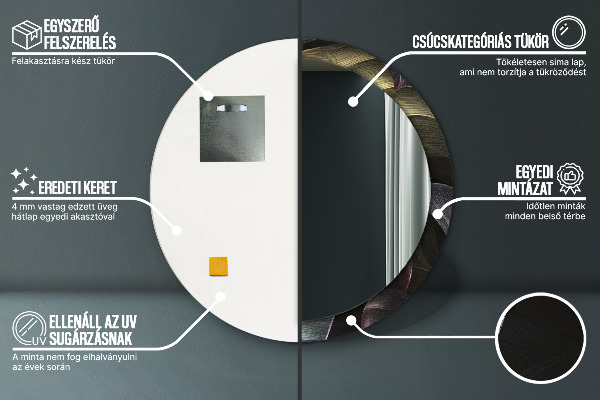 Kulaté dekorační zrcadlo na zeď Tmavé tropické listy