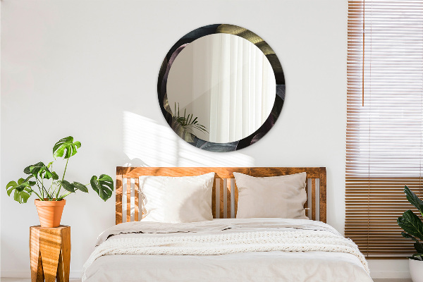 Kulaté dekorační zrcadlo na zeď Tmavé tropické listy