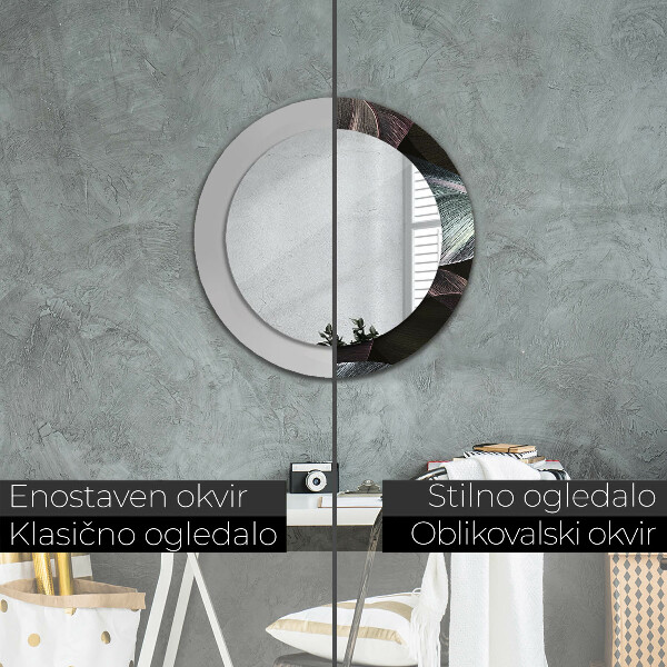 Kulaté dekorační zrcadlo na zeď Tmavé tropické listy