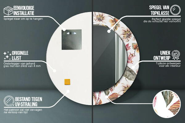 Kulaté dekorační zrcadlo Vintage květiny