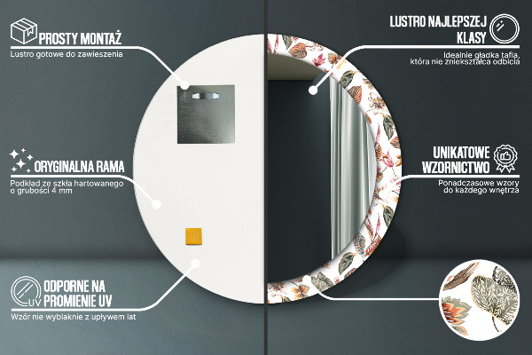 Kulaté dekorační zrcadlo Vintage květiny