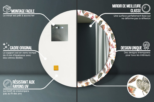 Kulaté dekorační zrcadlo Vintage květiny