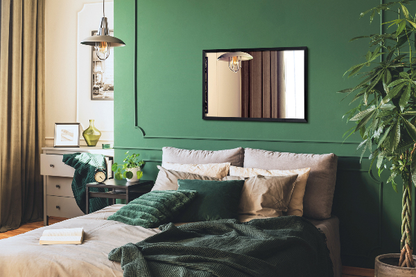 Obdélníkové nástěnné zrcadlo v černém rámu 80x60 cm