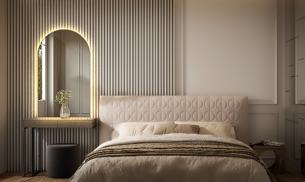 Obloukové zrcadlo s led podsvícením 40x70 cm