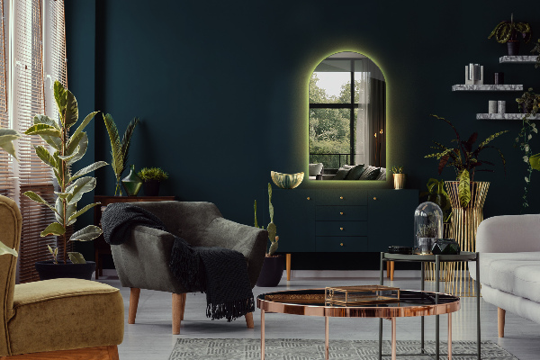 Obloukové zrcadlo s led podsvícením 40x70 cm