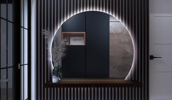 Kruhové zkrácené zrcadlo led 74x90 cm