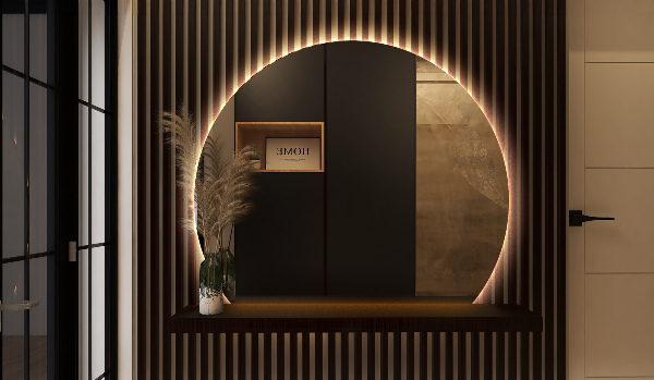 Kruhové zrcadlo ¾ led 84x100 cm