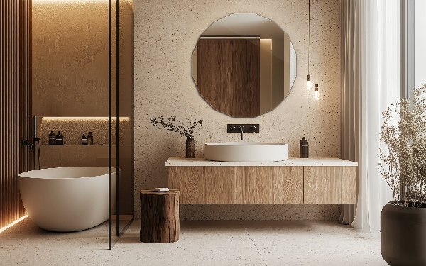 Zrcadlo ve tvaru mnohaúhelníku moderní doplněk 100x100 cm