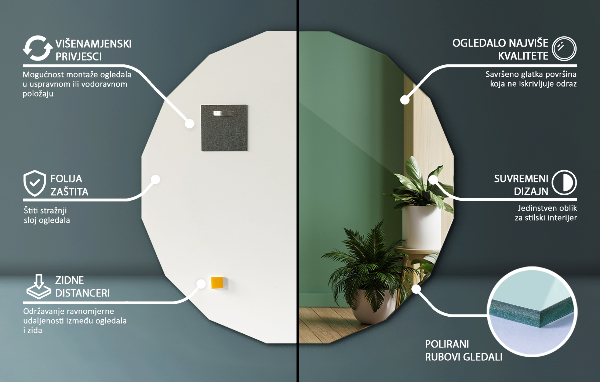 Geometrické zrcadlo originálního tvaru 50x50 cm
