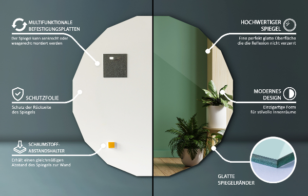 Geometrické zrcadlo originálního tvaru 50x50 cm