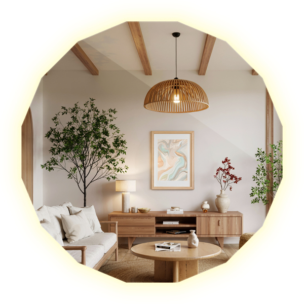 LED polygonální zrcadlo 50x50 cm