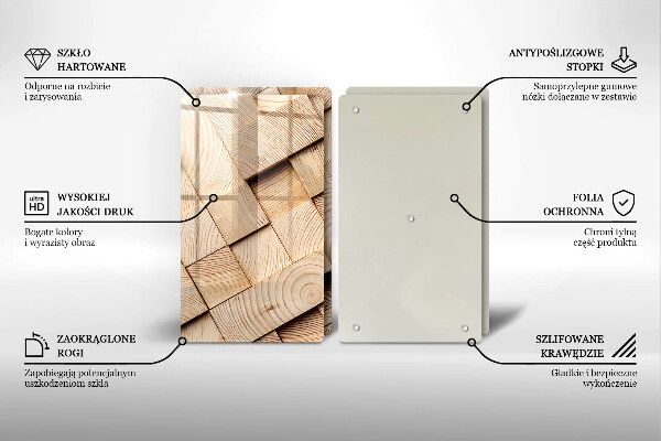 Sklo za varnou desku Dřevěné čtverce