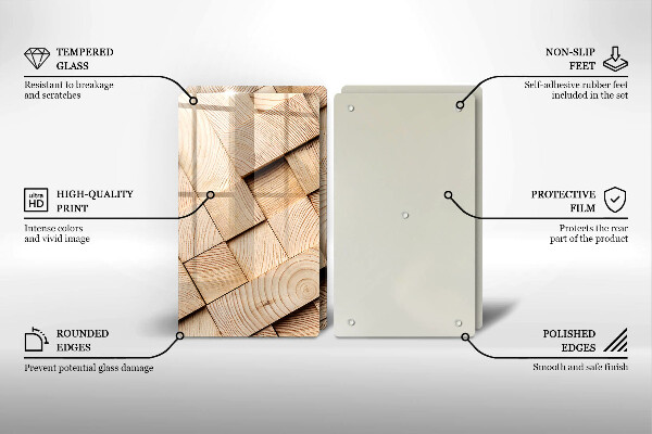 Sklo za varnou desku Dřevěné čtverce