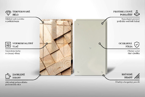 Sklo za varnou desku Dřevěné čtverce