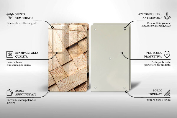 Sklo za varnou desku Dřevěné čtverce