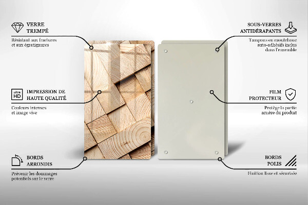 Sklo za varnou desku Dřevěné čtverce