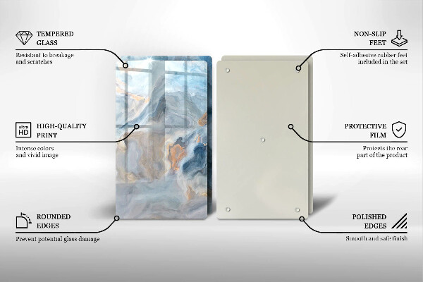 Skleněná deska za sporák Textura mramoru