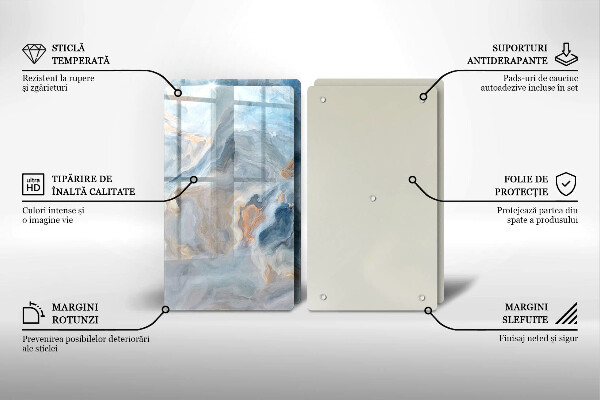 Skleněná deska za sporák Textura mramoru