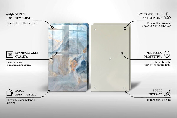 Skleněná deska za sporák Textura mramoru